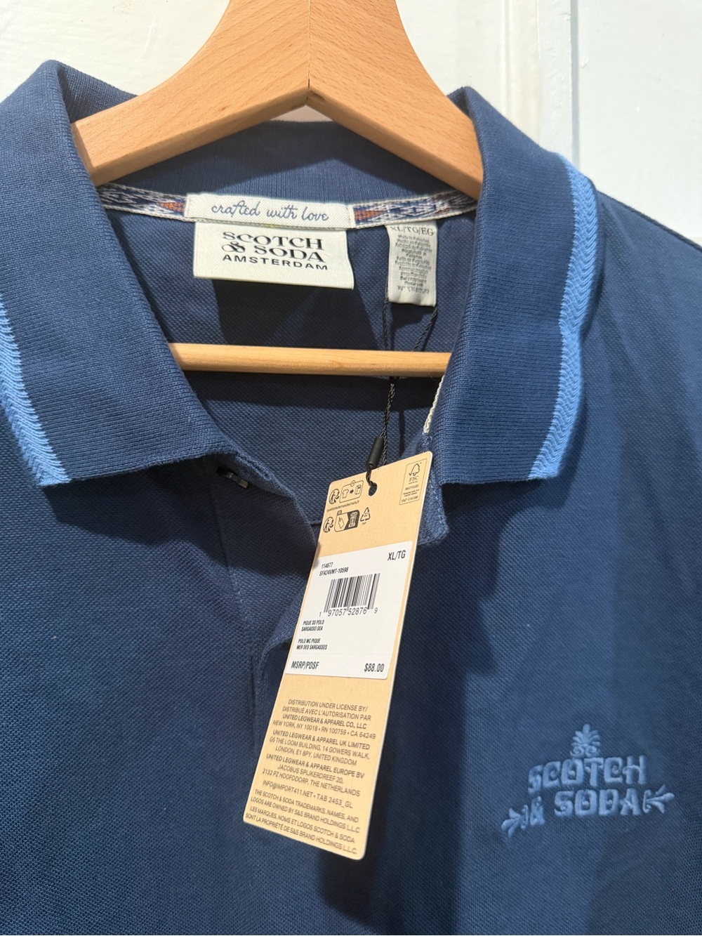 Scotch & Soda Men's Navy Polo with Light Blue Trim - Picture 2 of 3